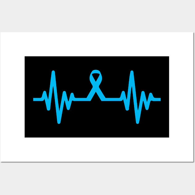 Prostate cancer ribbon heartbeat Wall Art by livania